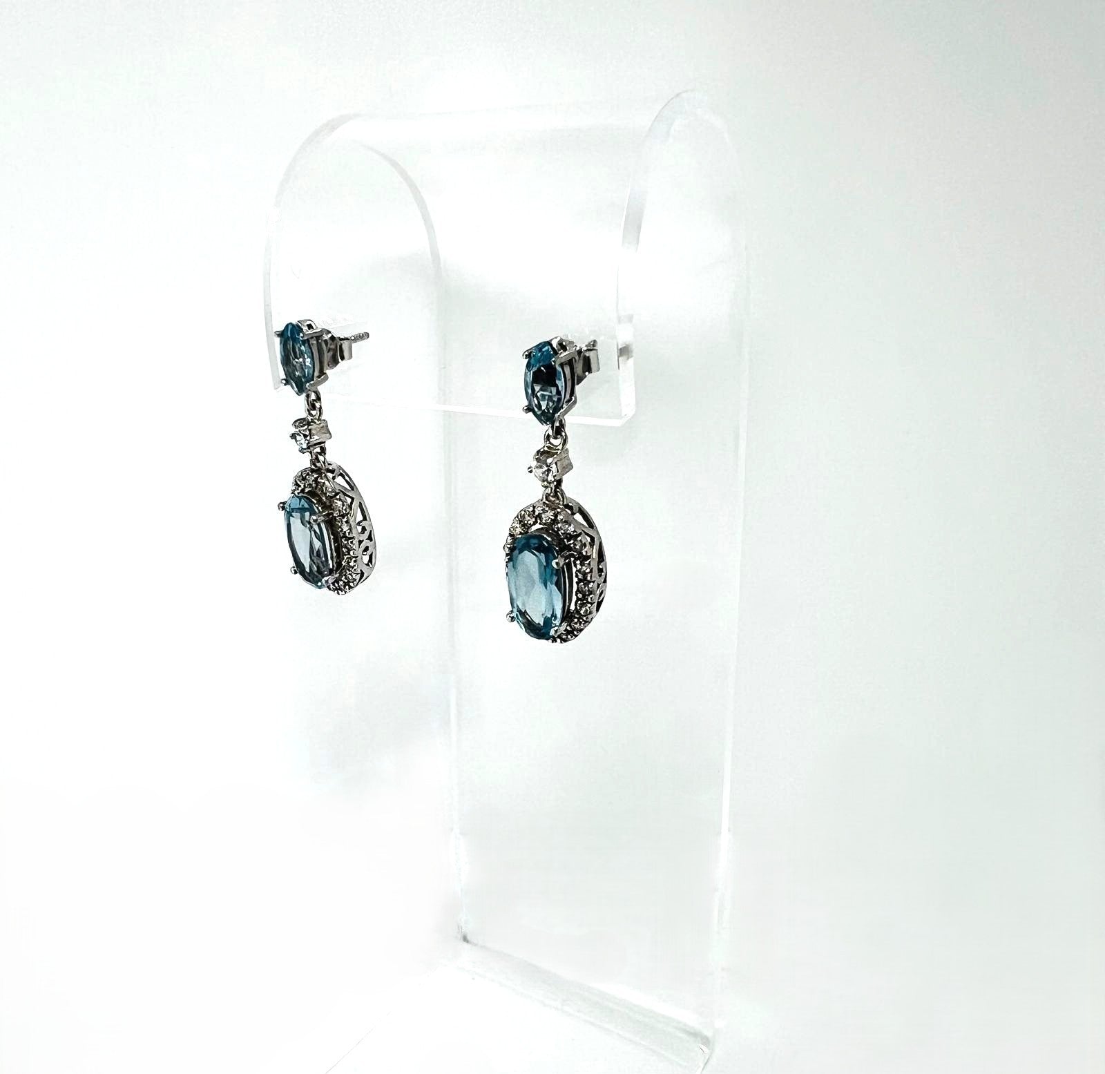 925 Silber Ohrhänger blauer Topas 