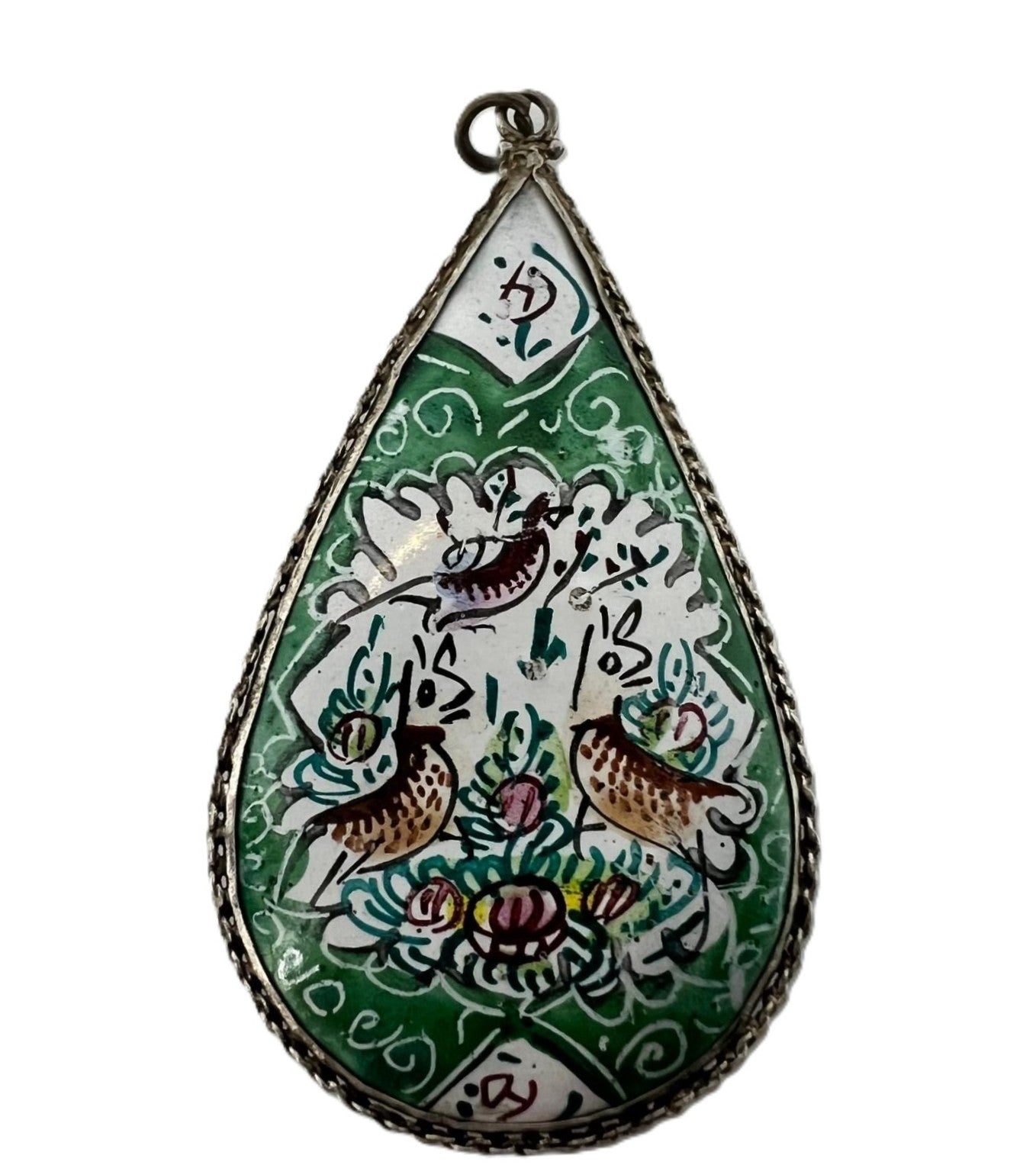 Antiker Silberanhänger mit handbemalter Perlmutt-Miniatur 