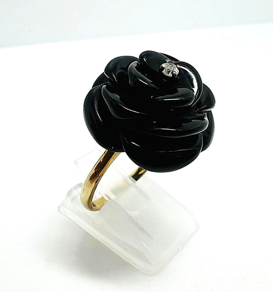 Ring aus 333er Gold mit Onyx-Rose