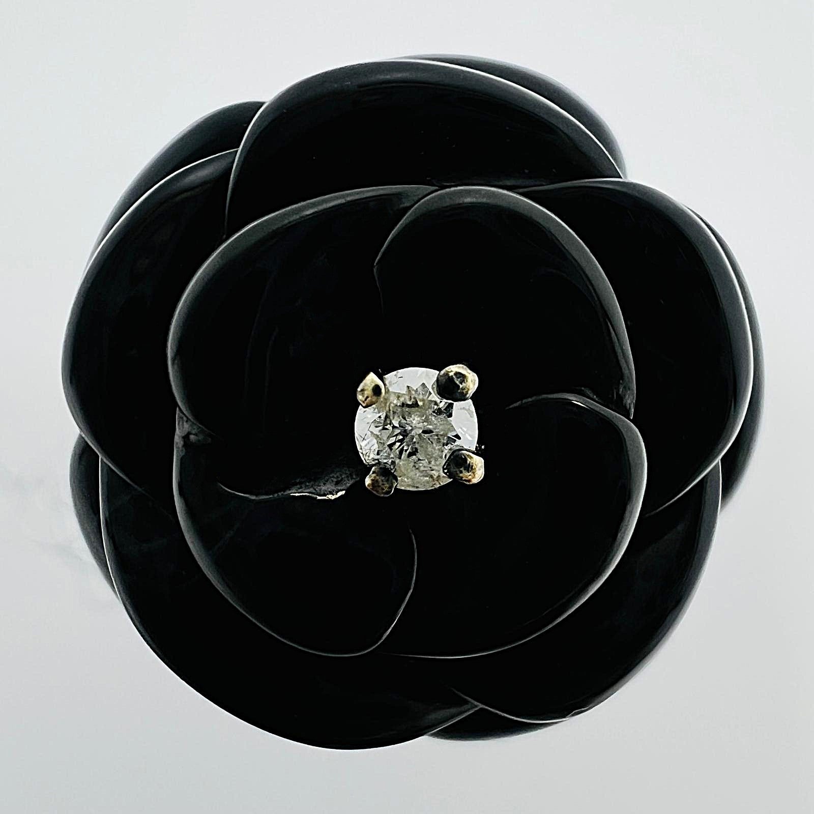 Ring aus 333er Gold mit Onyx-Rose