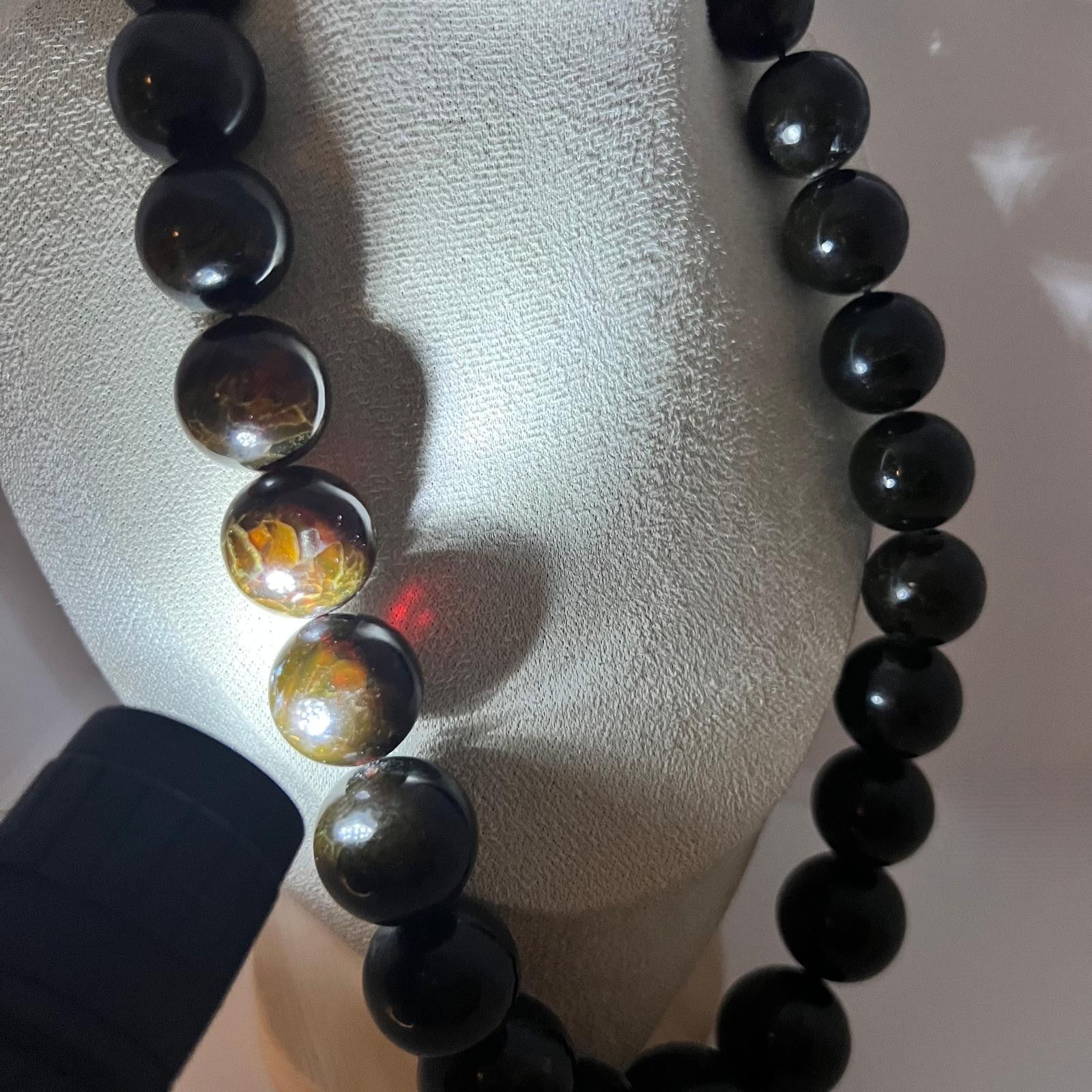 Schwarze Bernstein-Kette (Amber) – 140 g 