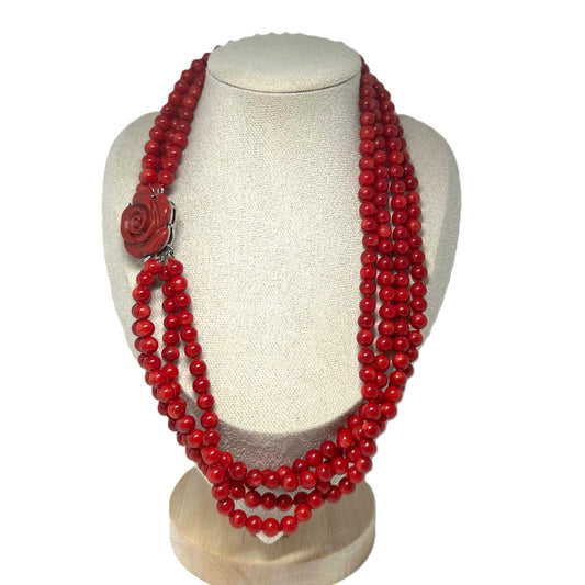 Vierreihige Korallenperlenkette 