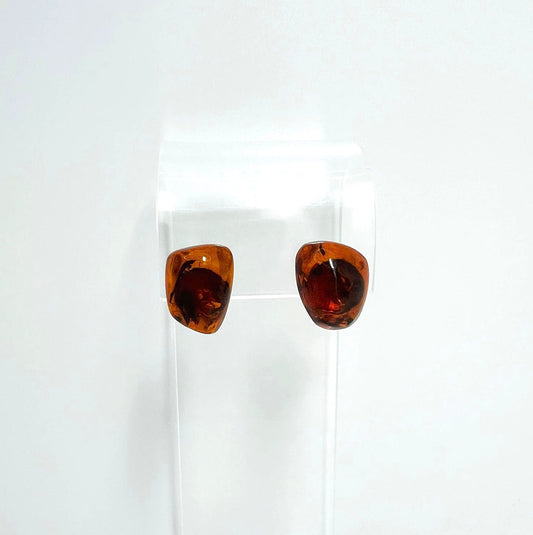 Art Déco Ohrclips aus echtem Bernstein