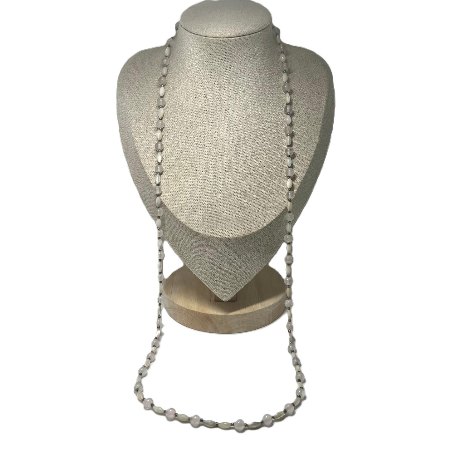 Vintage-Kette Perlmutt & Rosenquarz 