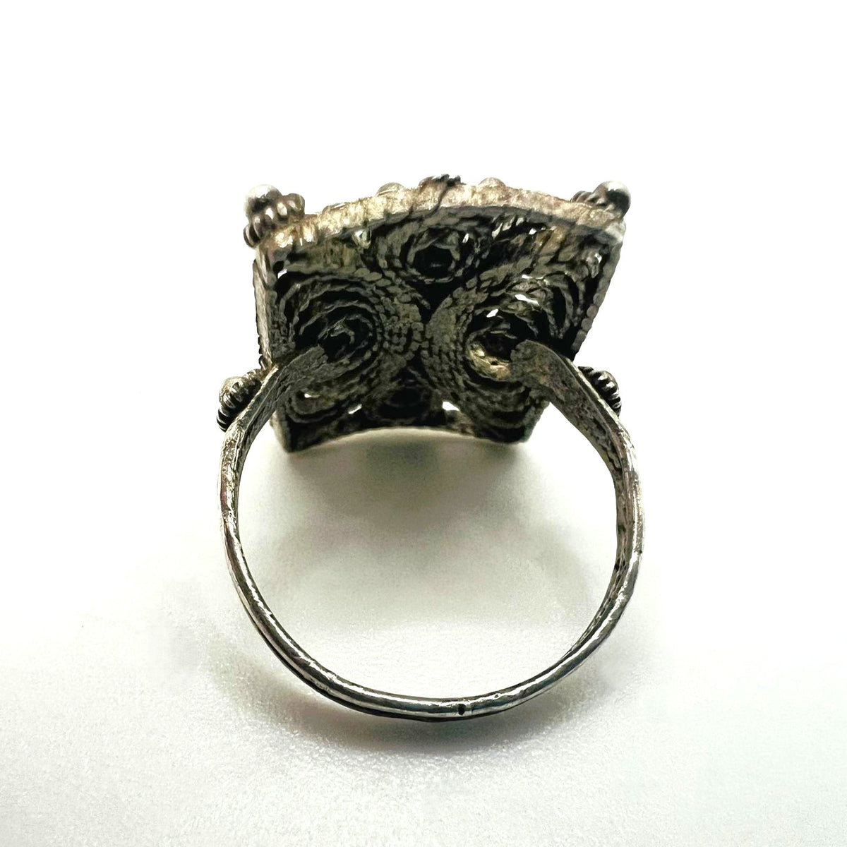 Antiker 900 Silber Filigran Ring mit Koralle, Handarbeit, Vintage Cora ...