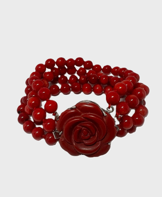 Vierreihiges Vintage Korallenarmband 