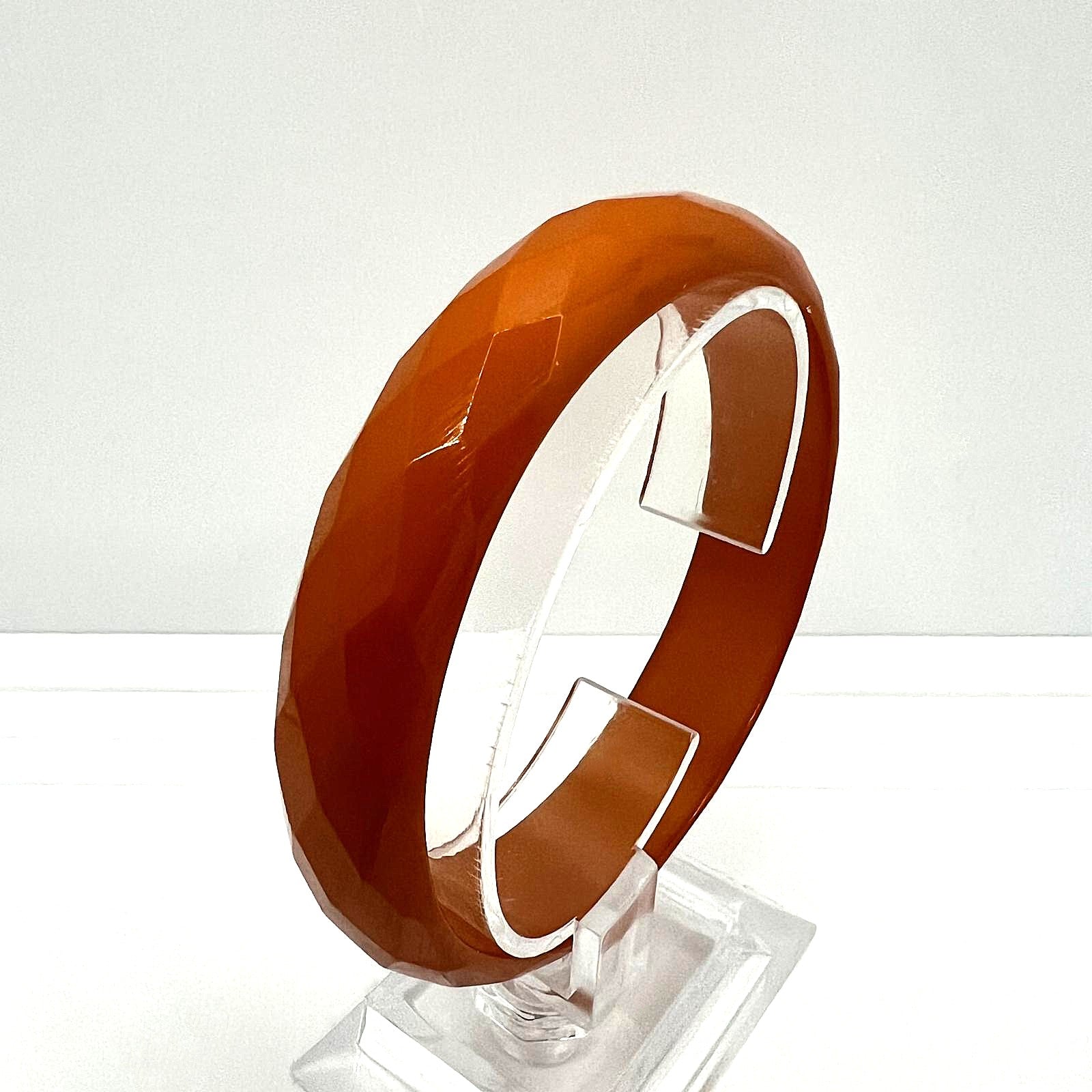  Faceted Solid Baltic Amber Bangle 