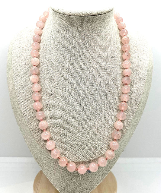 Vintage Rosenquarz Edelsteinkette 