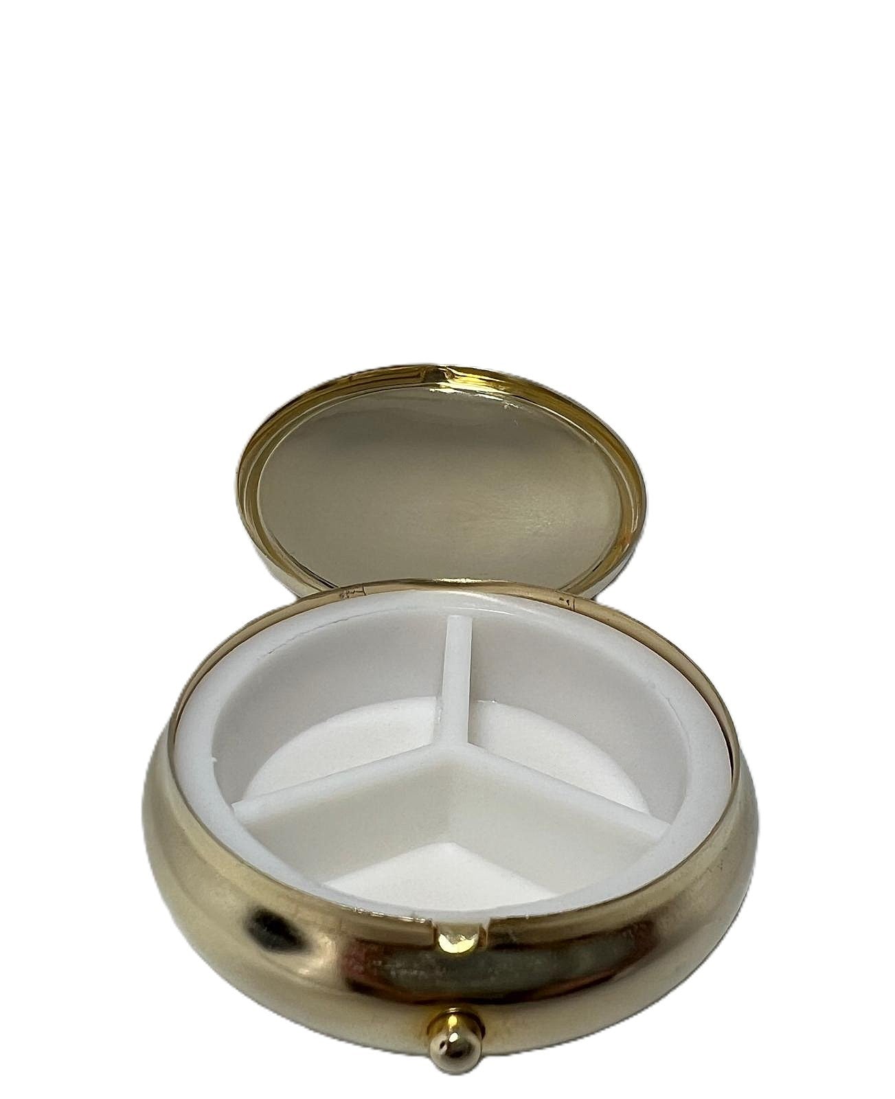 Vintage Pillendose mit Kreuz