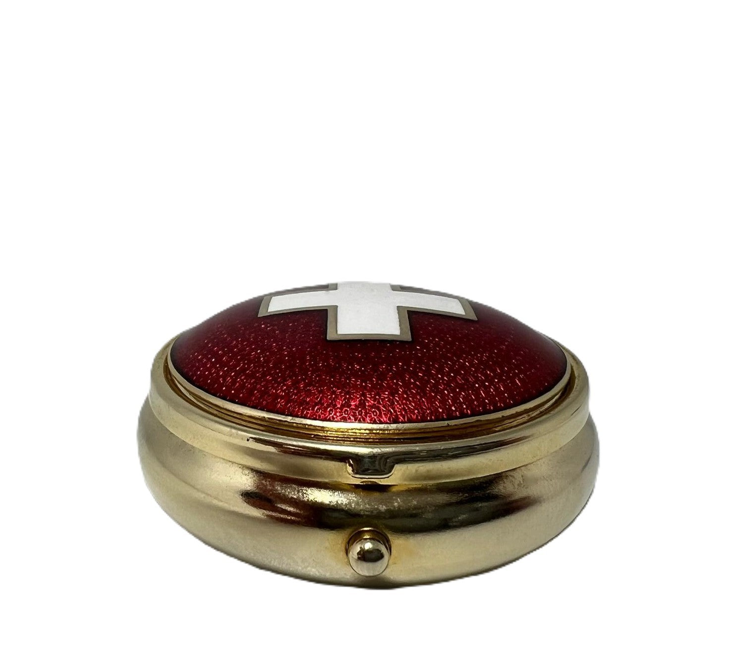 Vintage Pillendose mit Kreuz