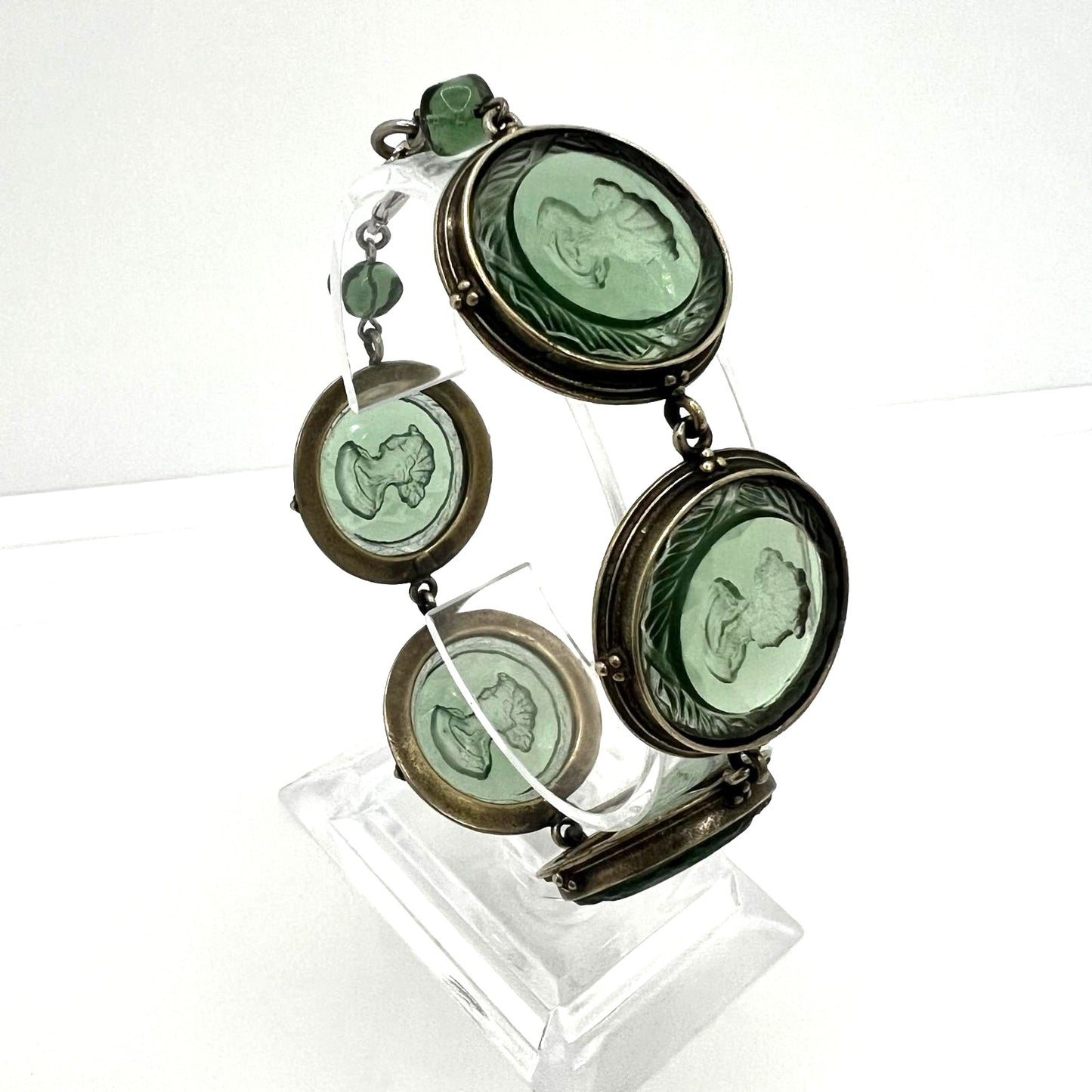Art Deco Armband Silber Kristallglas Kamee
