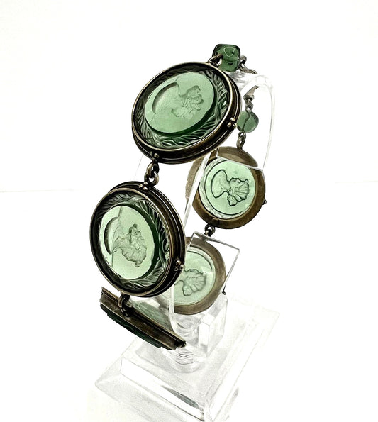 Art Deco Armband Silber Kristallglas Kamee