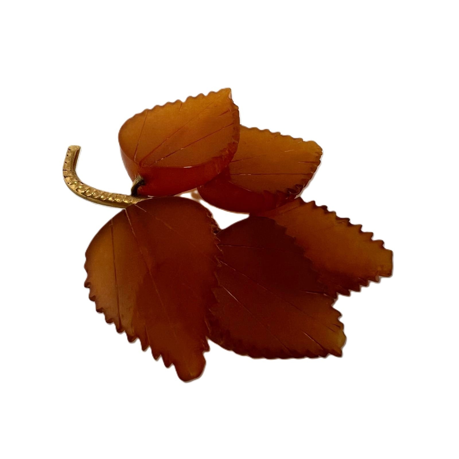 Vintage Bernstein-Brosche Blätter 3D