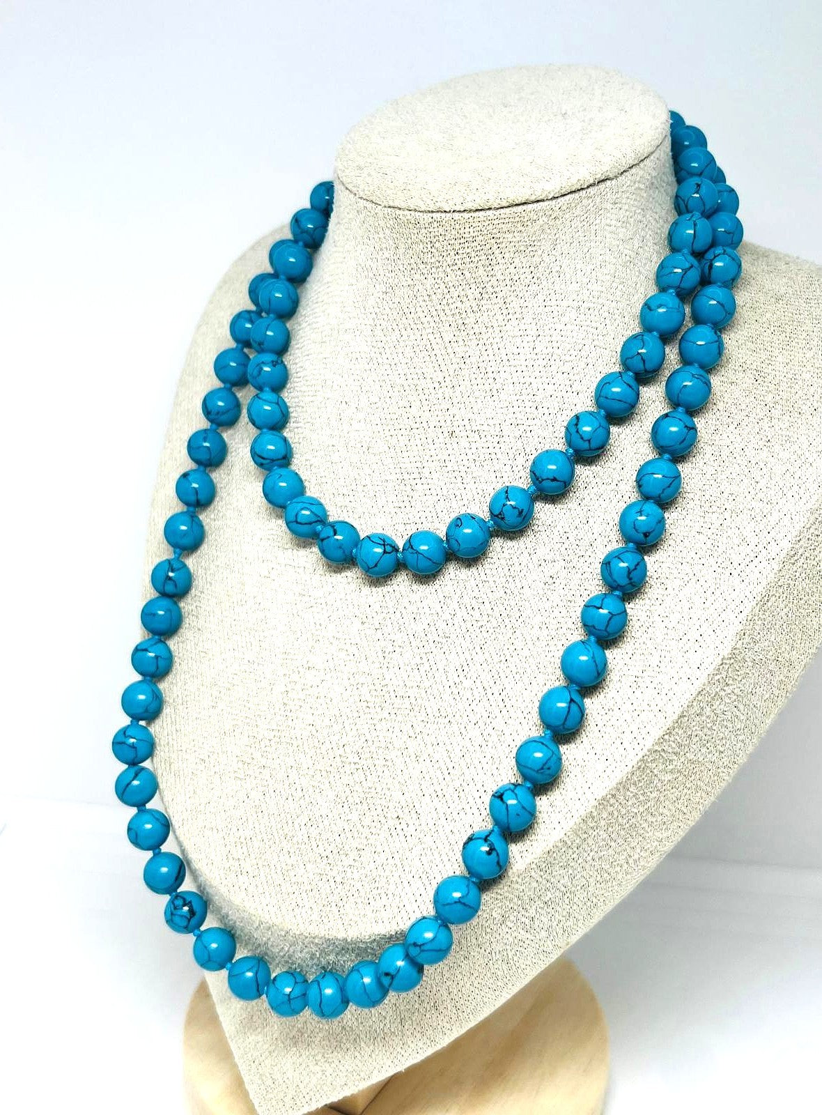 Vintage Luxus Kette 79cm Howlith 