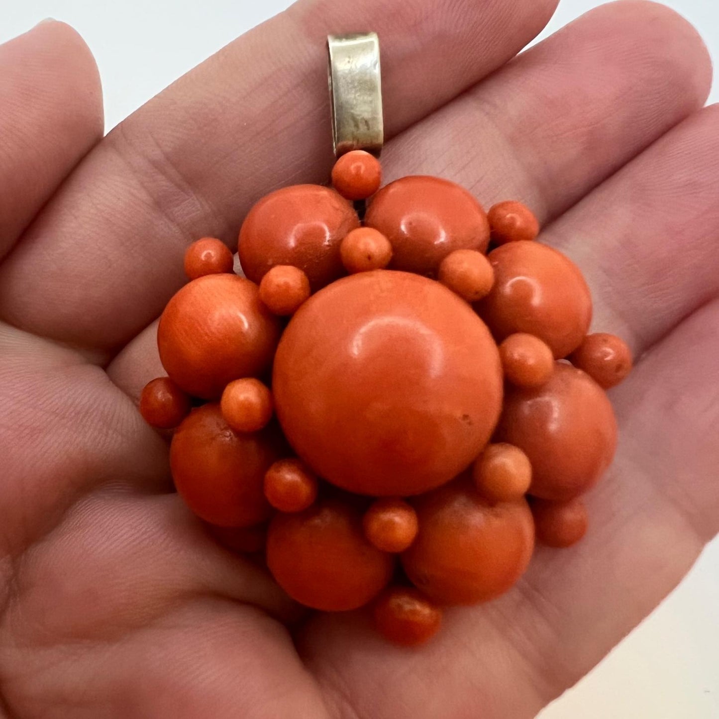 Biedermeier coral pendant 19.23g antique rarity jewelry 5cm collector's item