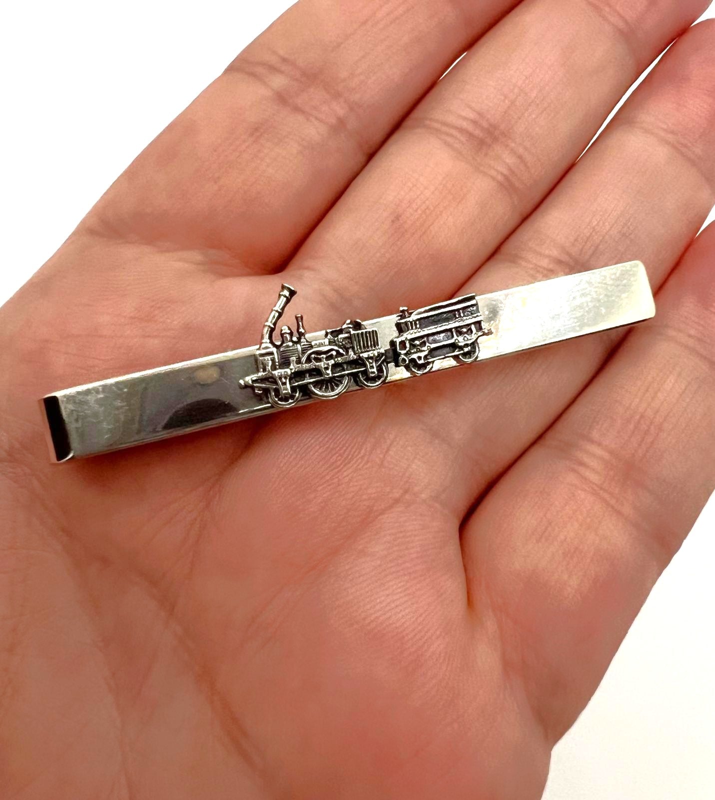 925er Silber Krawattenhalter Dampflok