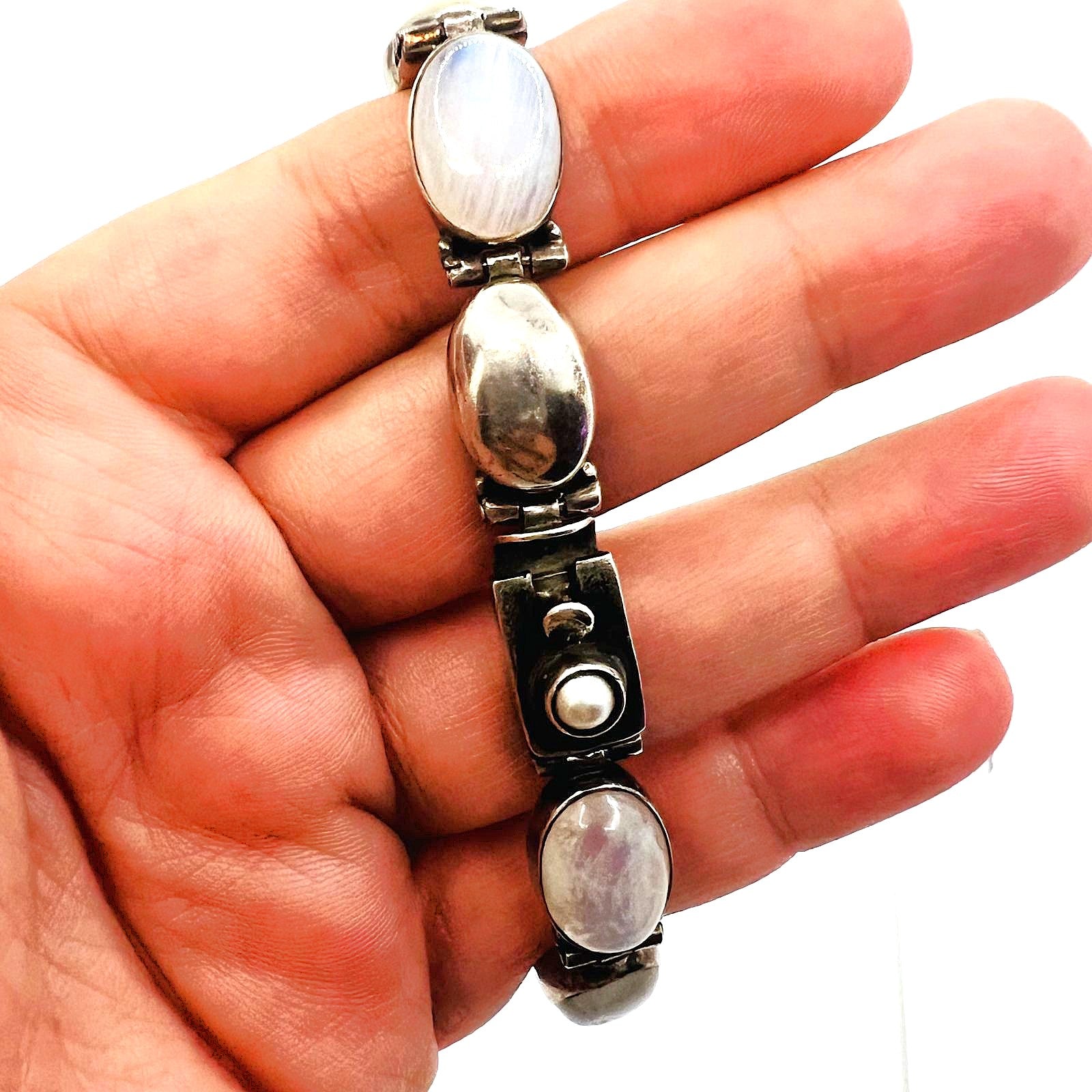 925 Silber Armband Vintage Mondstein
