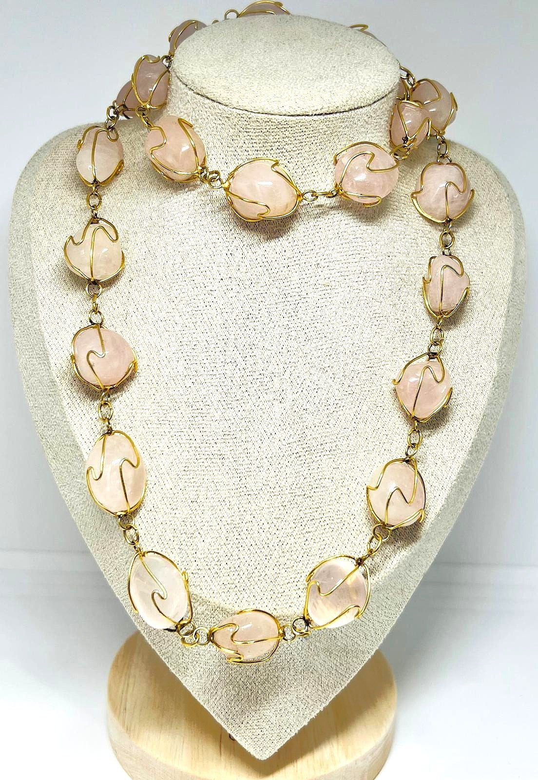 Luxus Vintage Rosenquarz Kette 