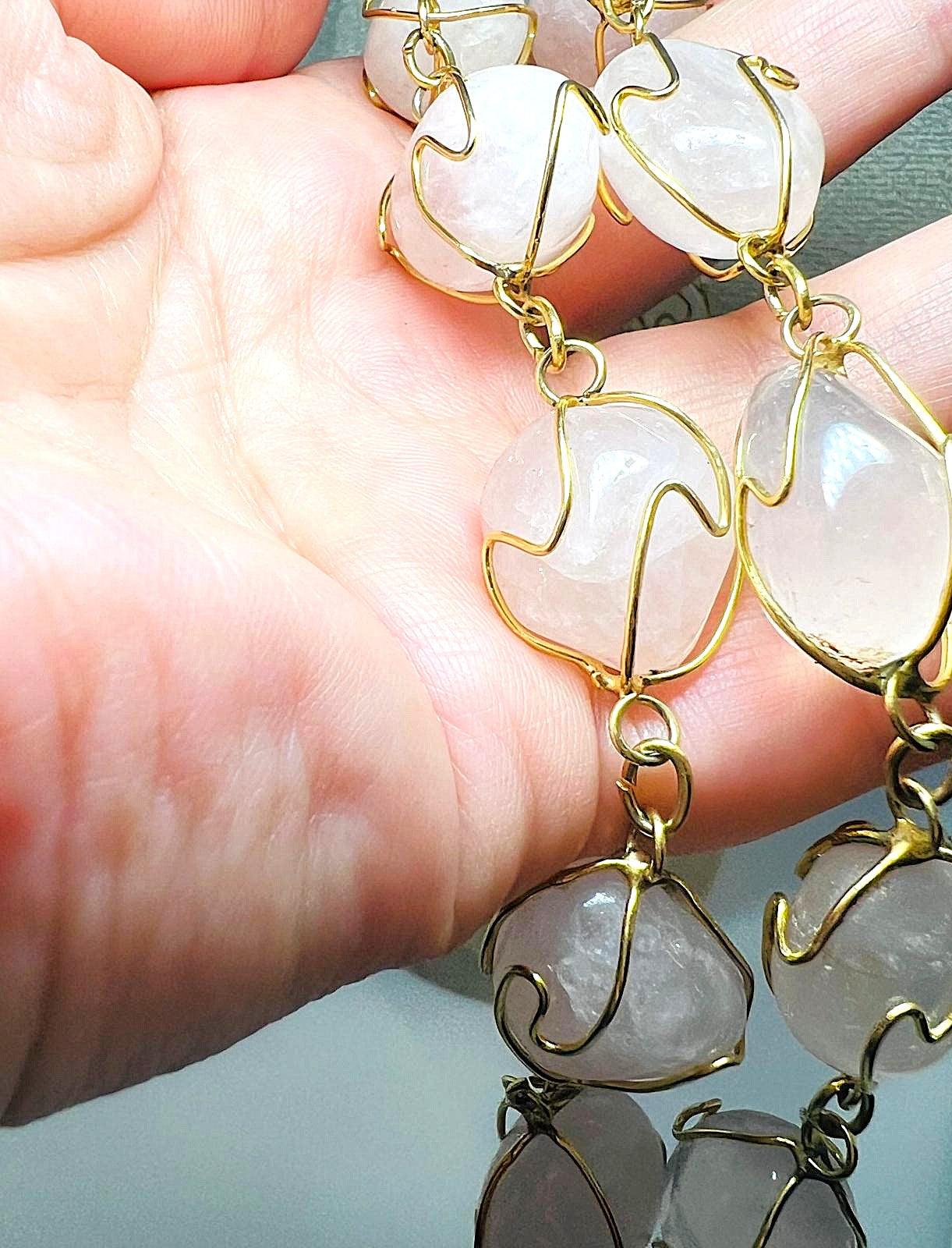 Luxus Vintage Rosenquarz Kette 