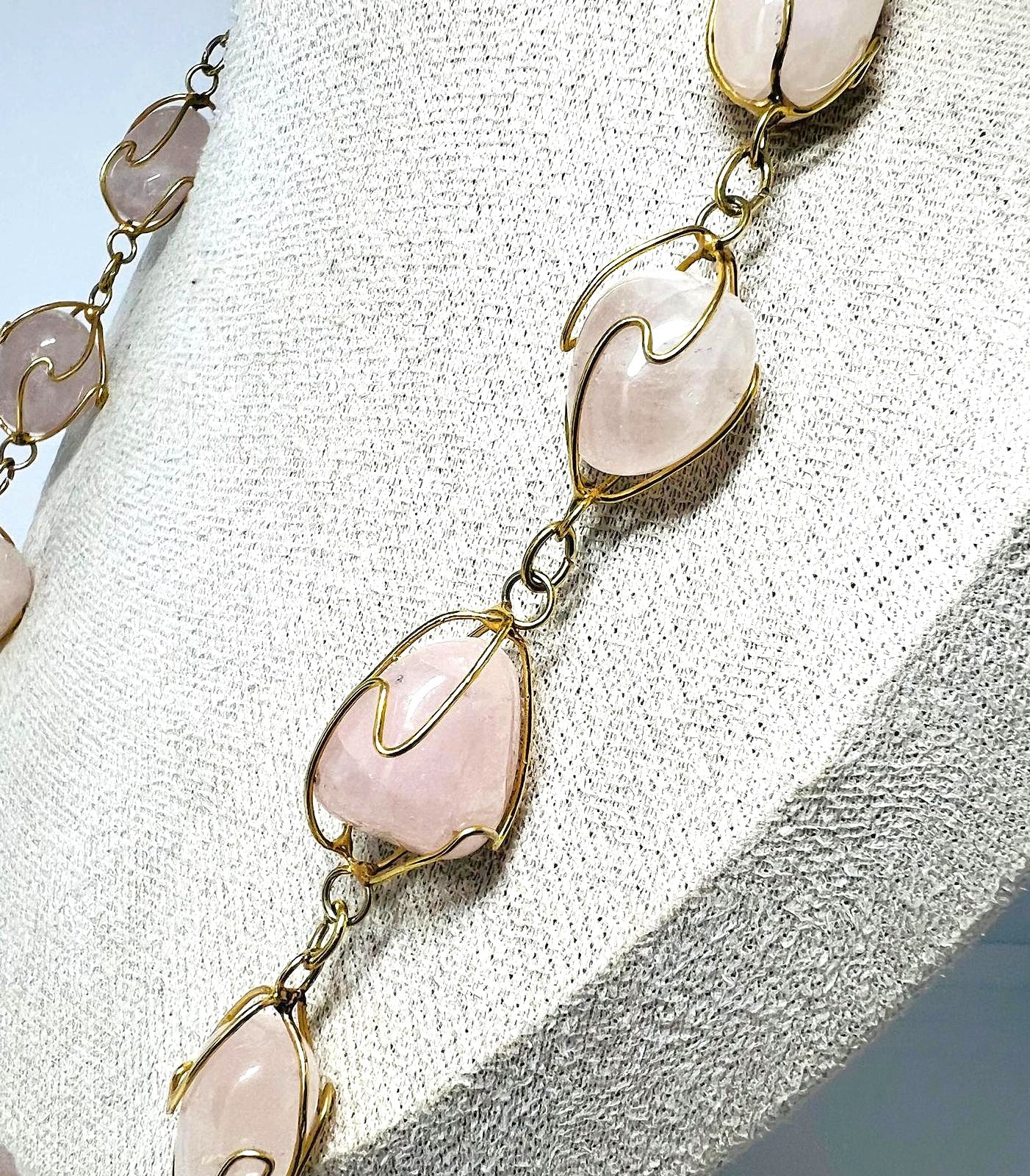 Luxus Vintage Rosenquarz Kette 