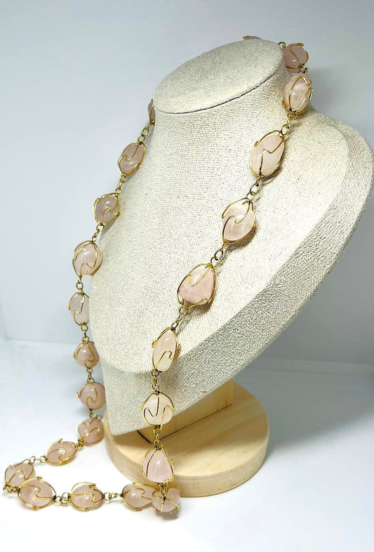 Luxus Vintage Rosenquarz Kette 