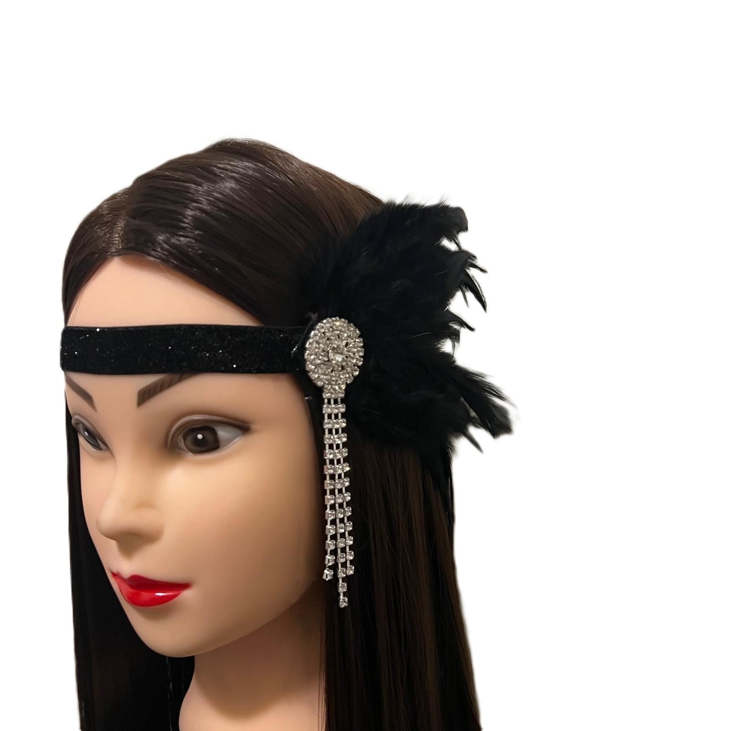 1920s Style Flapper Headband Black