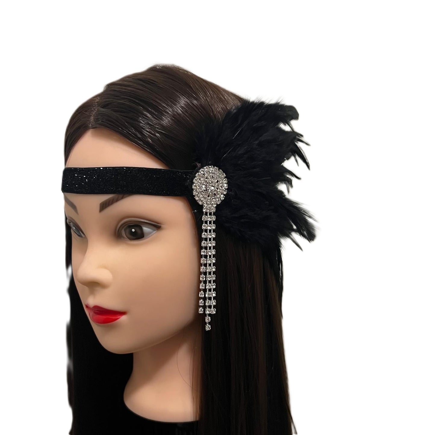 1920s Style Flapper Headband Black