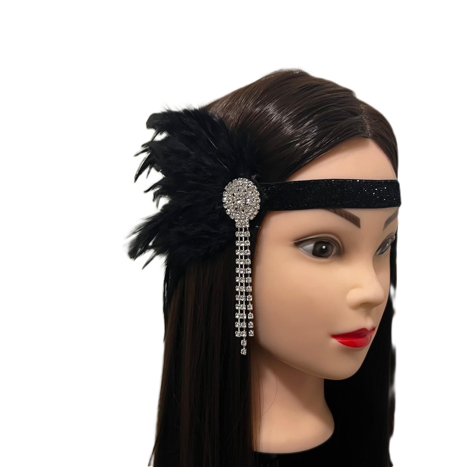 1920s Style Flapper Headband Black