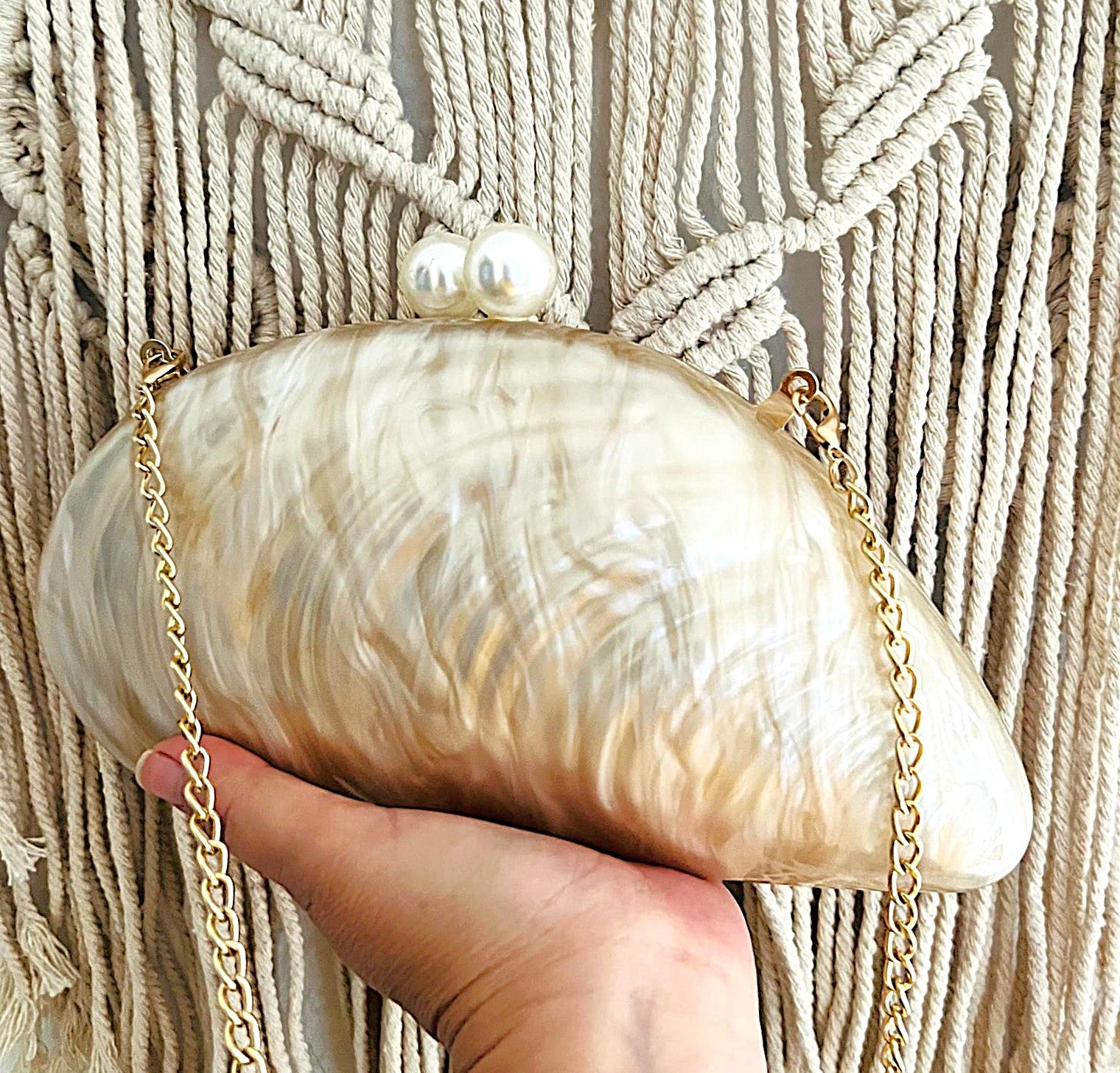 Luxus Perlmutt Clutch 