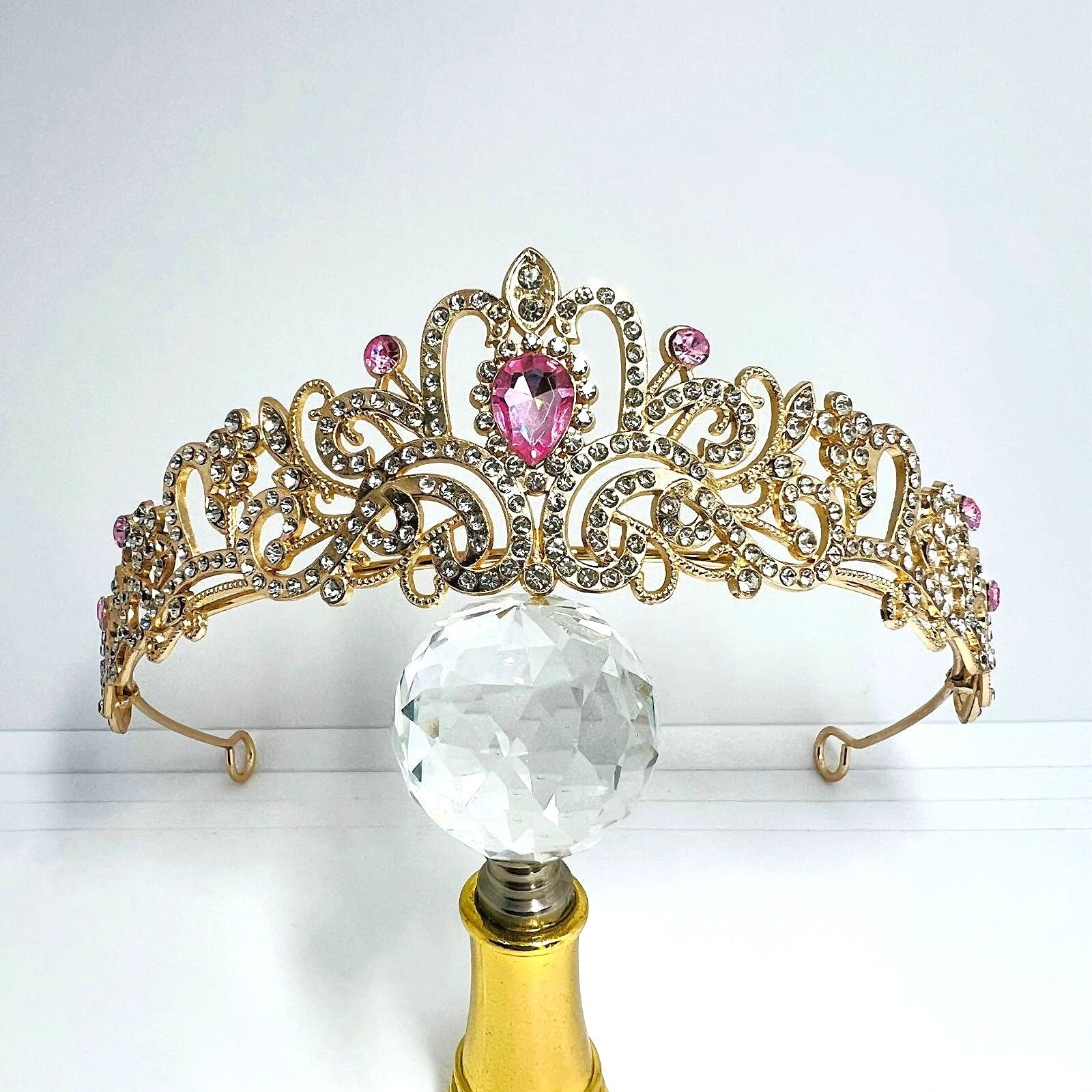 Krone Gold Pink Strass Kristall 