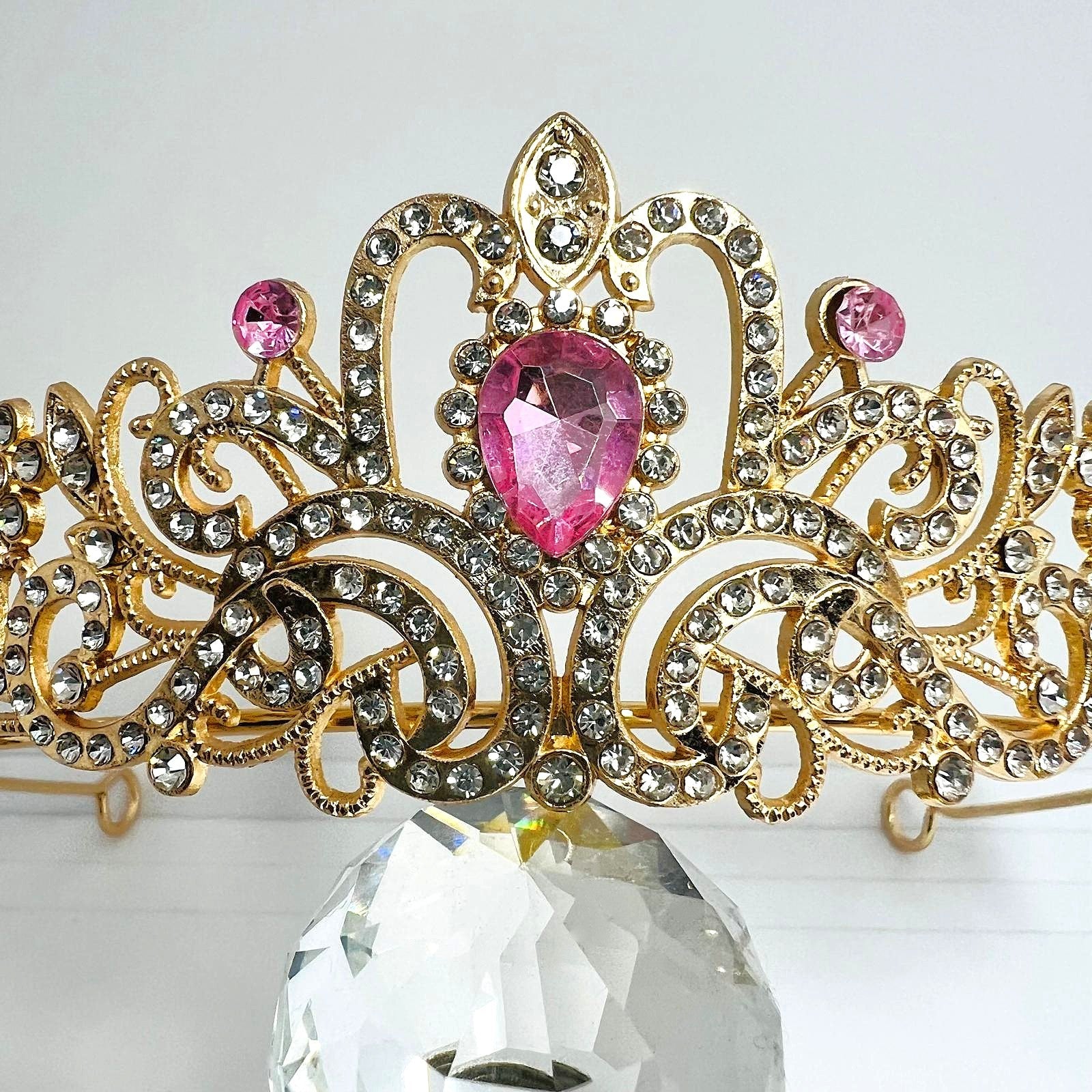 Krone Gold Pink Strass Kristall 