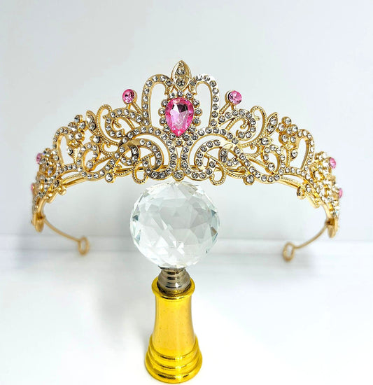 Krone Gold Pink Strass Kristall 