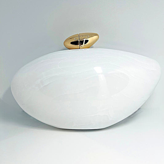 Luxury White Pearl Effect Clutch Bag