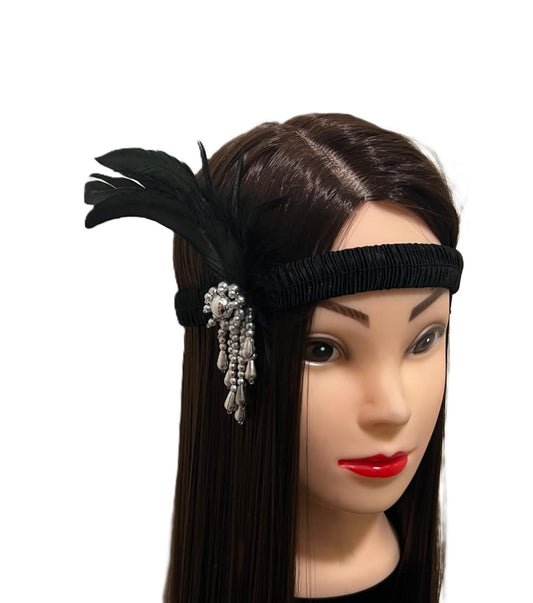 1920s Style Flapper Headband Black