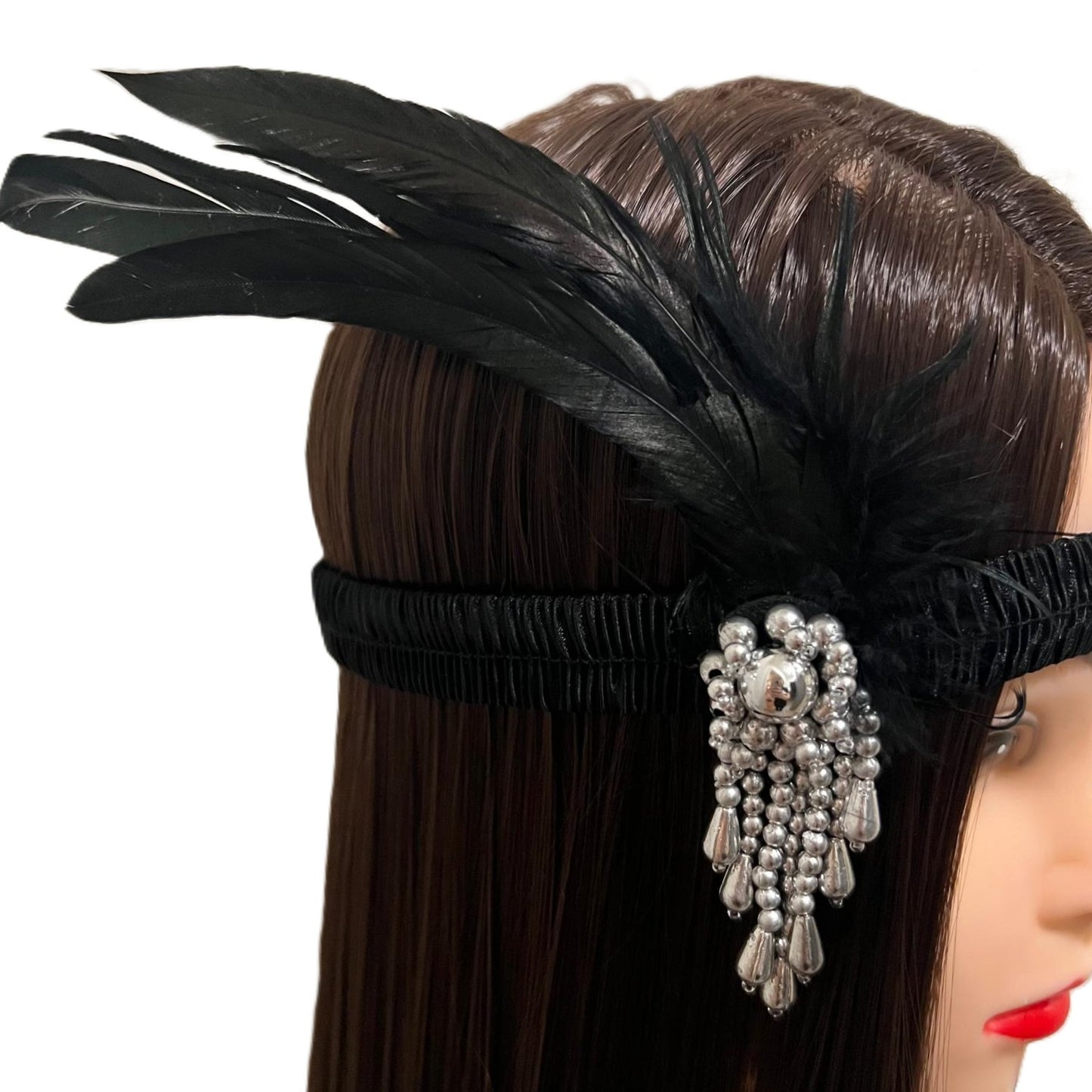 1920s Style Flapper Headband Black