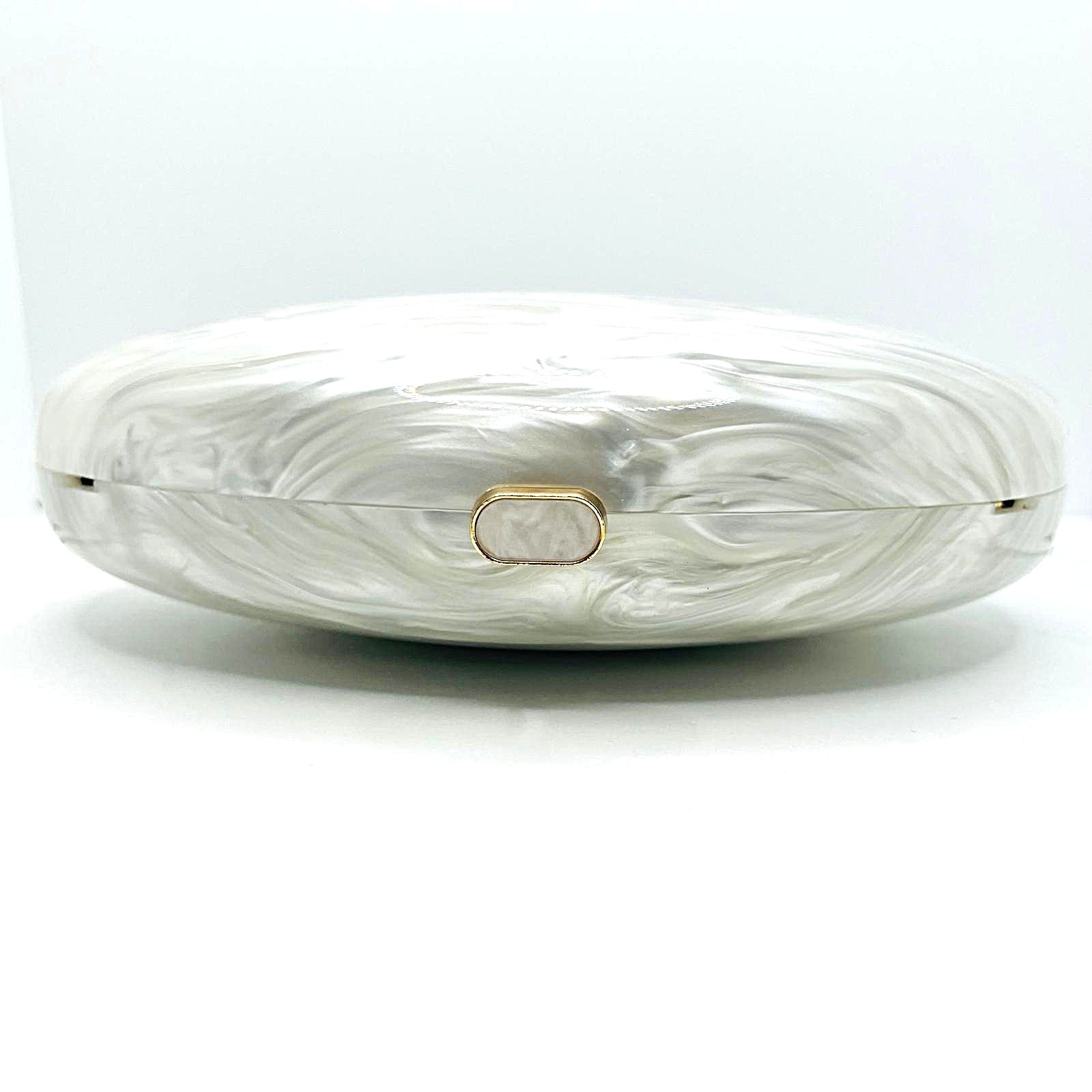Abendtasche Clutch Perlmutt Weiß
