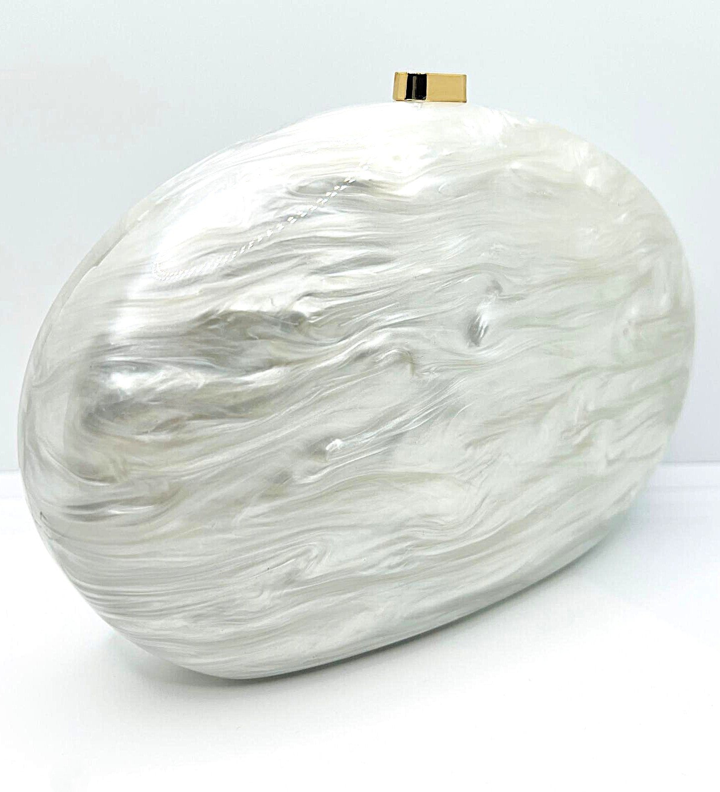 Abendtasche Clutch Perlmutt Weiß