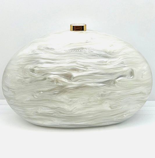 Abendtasche Clutch Perlmutt Weiß