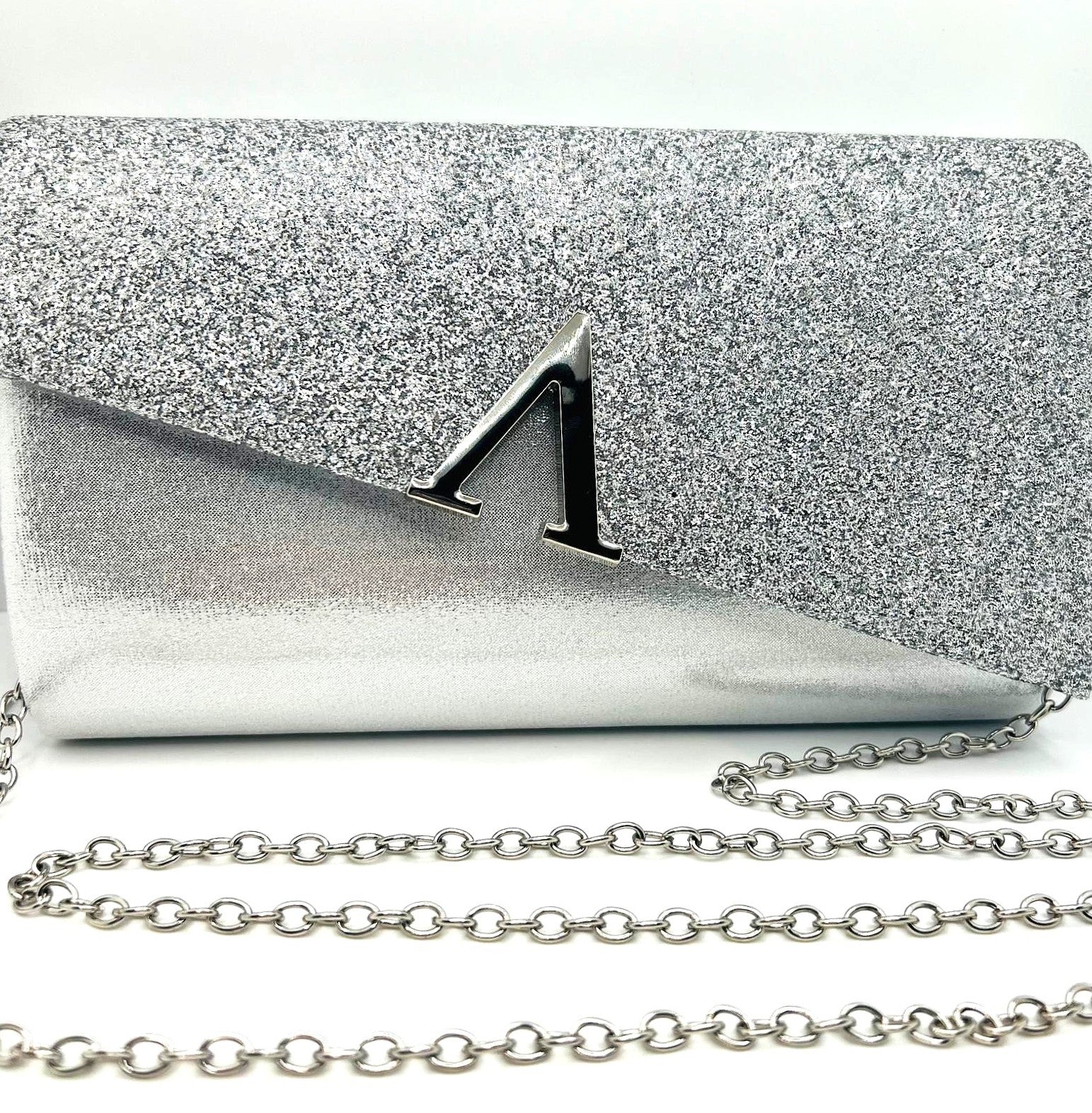 Luxuriöse silberne Glitzer Clutch 