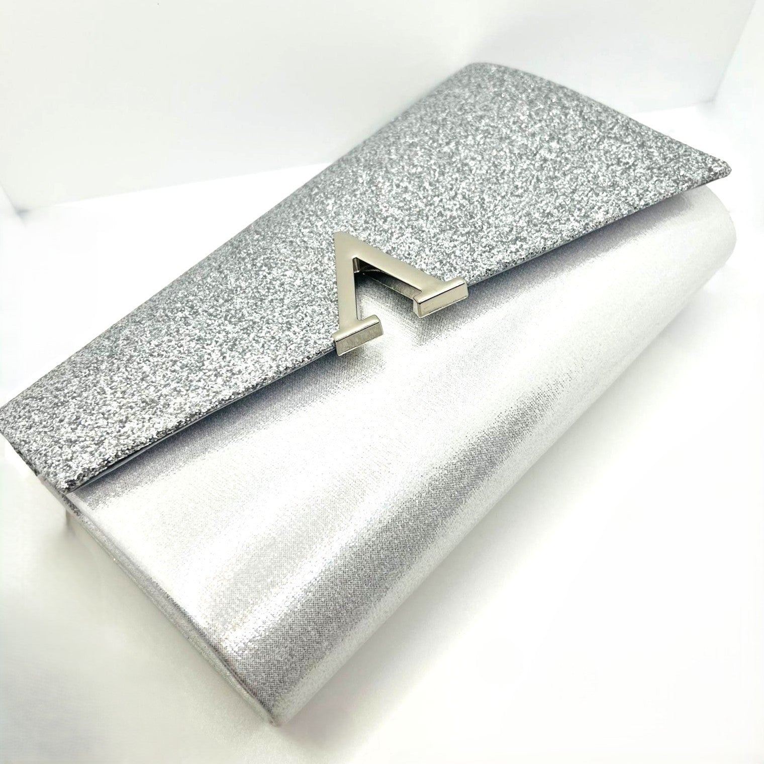 Luxuriöse silberne Glitzer Clutch 