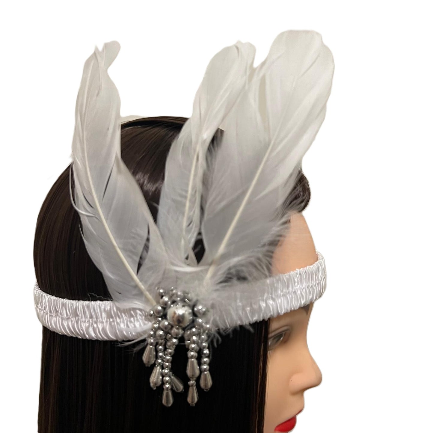 1920s Style Flapper Headband White 