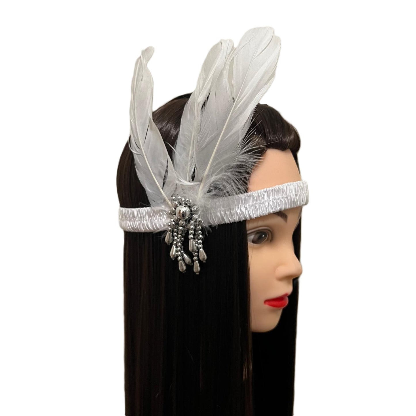 1920s Style Flapper Headband White 