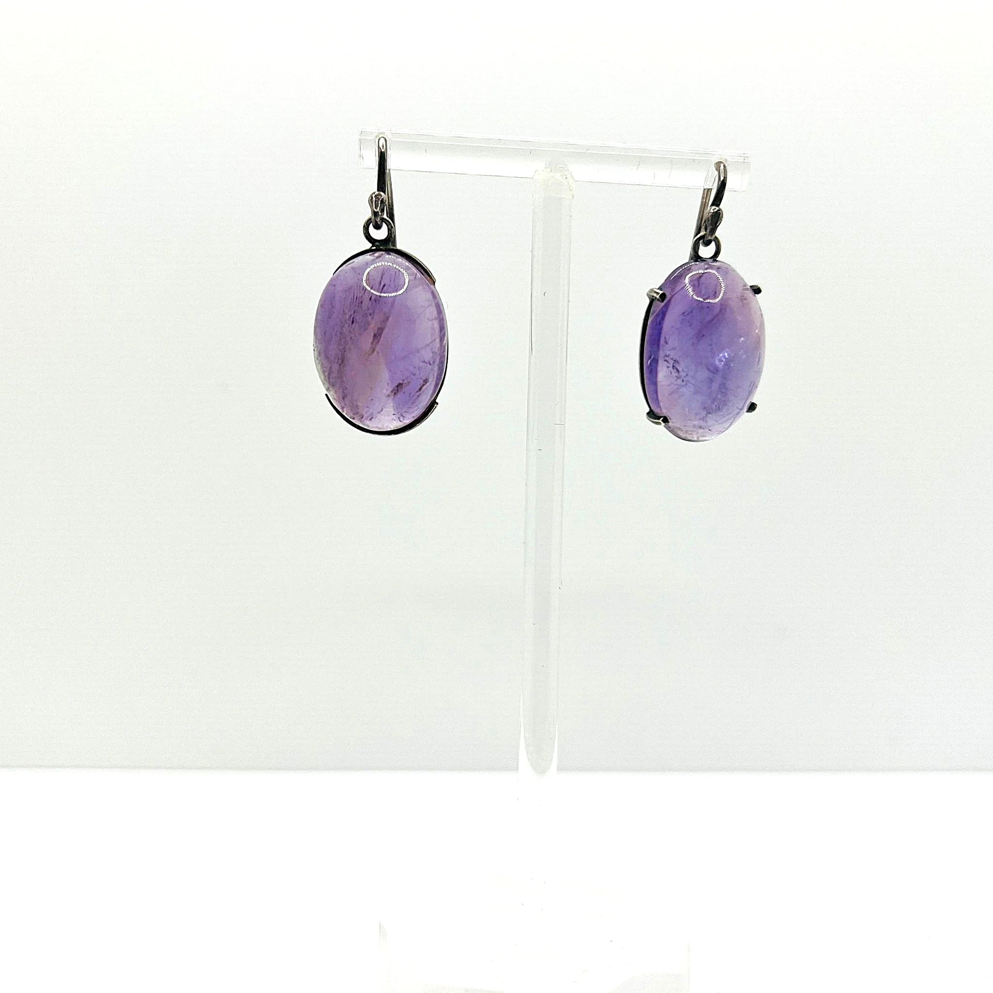 Antike Silber Ohrhänger mit Amethyst 
