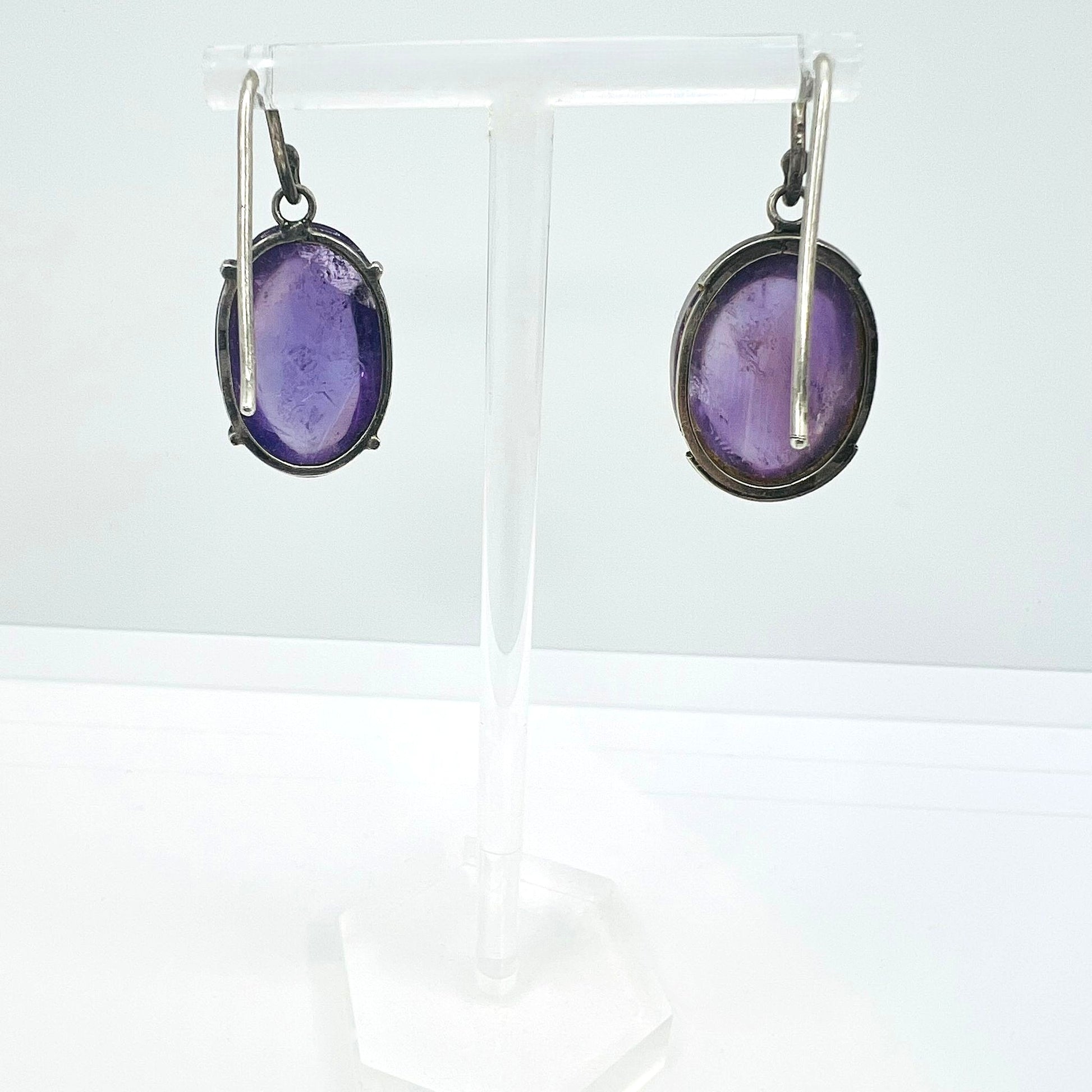 Antike Silber Ohrhänger mit Amethyst 