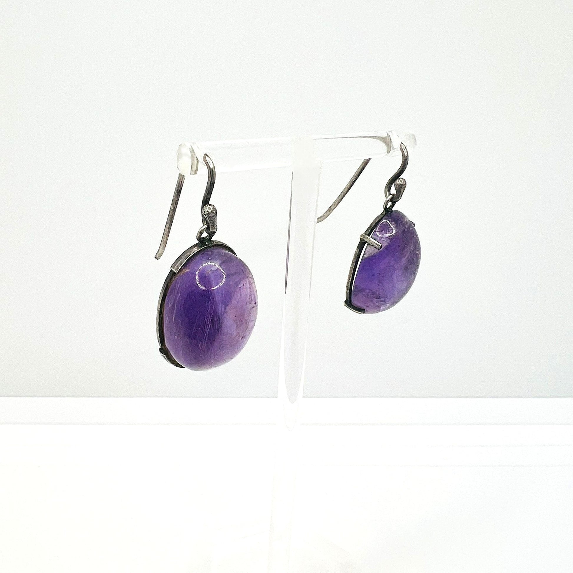 Antike Silber Ohrhänger mit Amethyst 