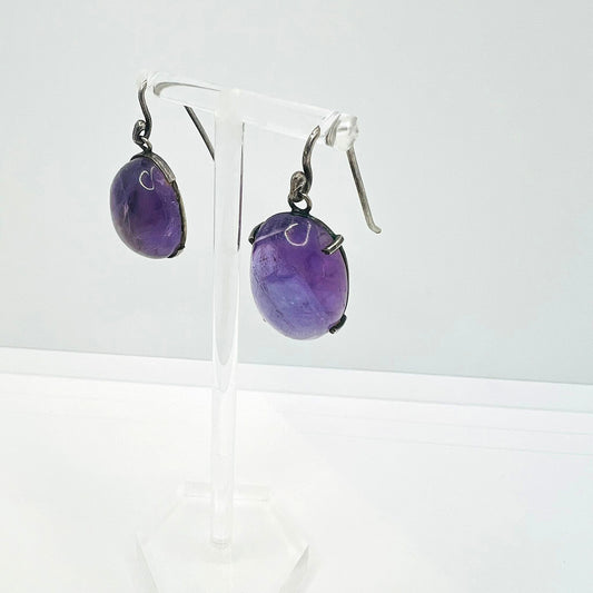 Antike Silber Ohrhänger mit Amethyst 