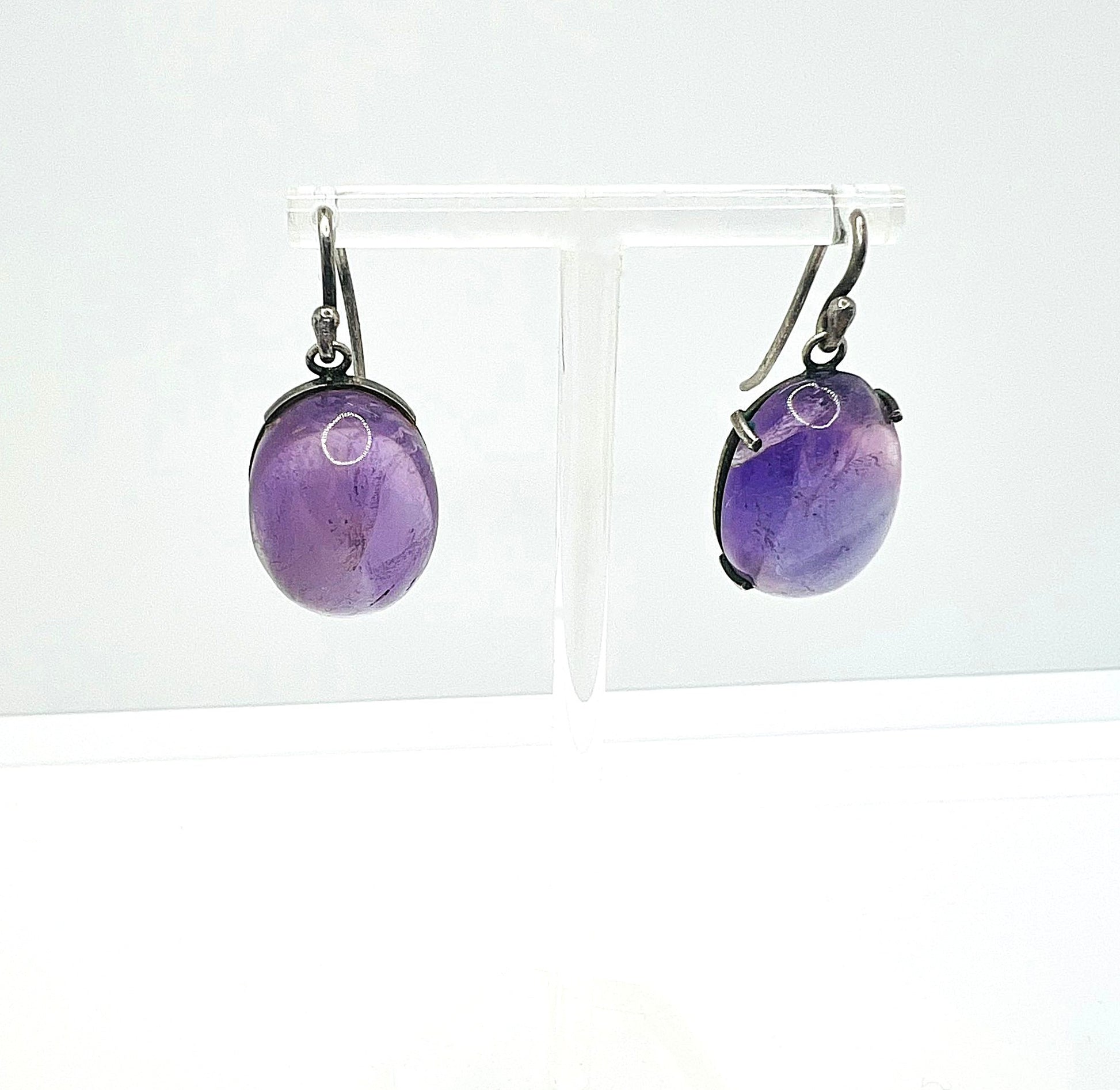 Antike Silber Ohrhänger mit Amethyst 