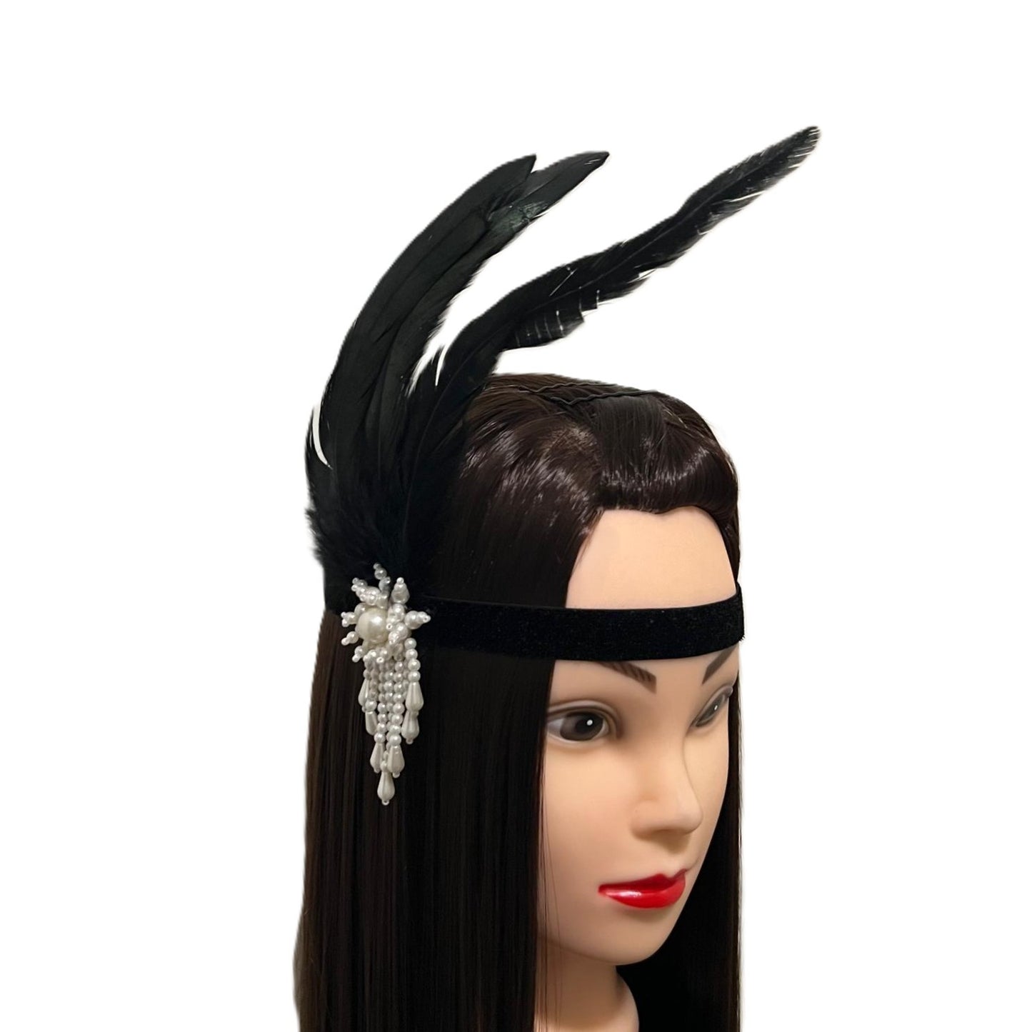 1920s Style Flapper Headband Black 