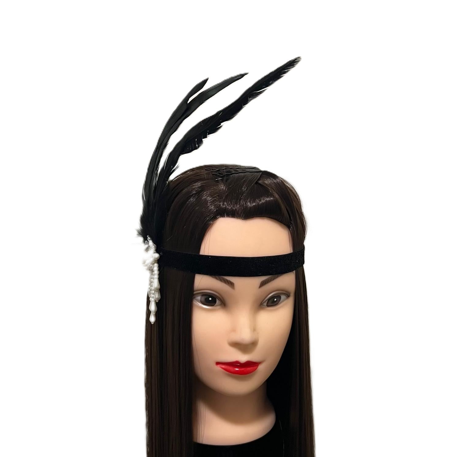 1920s Style Flapper Headband Black 