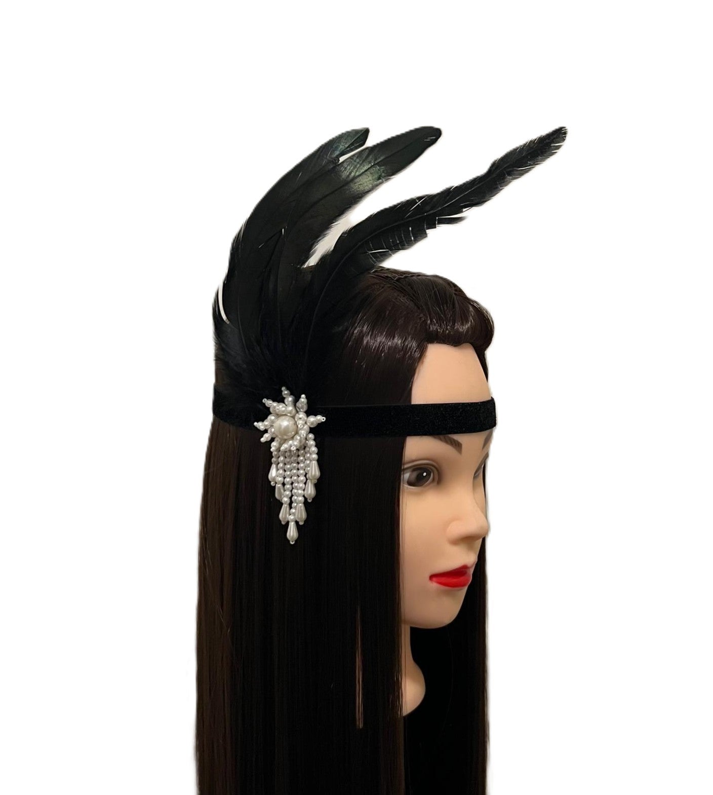 1920s Style Flapper Headband Black 